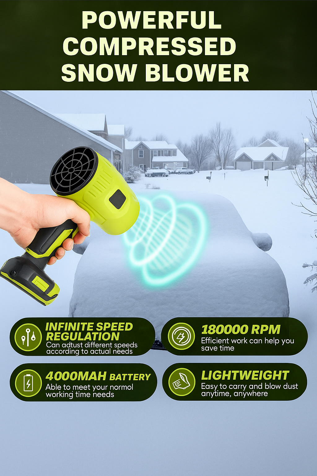 SwiftSnow Compact Handheld Power Blower