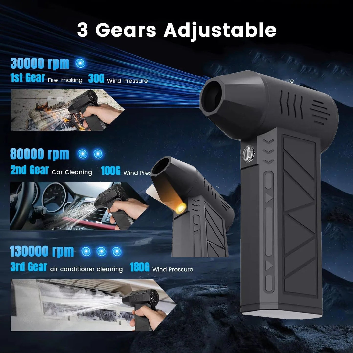 SnowBurst Portable LED Snow Blower